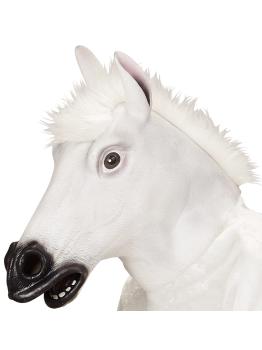 Máscara de Caballo para disfraz con Pelo blanca