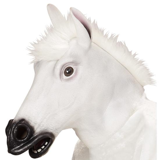 Máscara de Caballo para disfraz con Pelo blanca