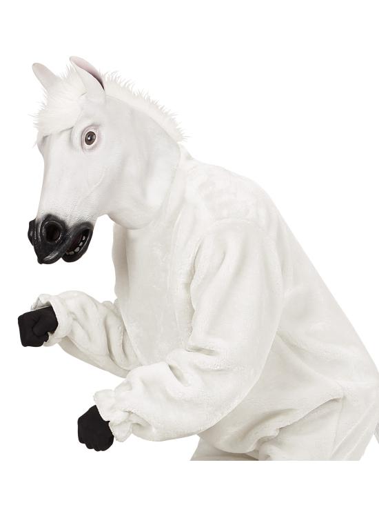 Máscara de Caballo para disfraz con Pelo blanca