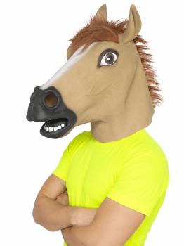 Máscara de Caballo para disfraz con Pelo marrón