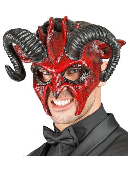 Máscara de diablo con cuernos negros, demonio