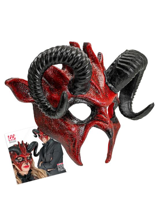 Máscara de diablo con cuernos negros, demonio