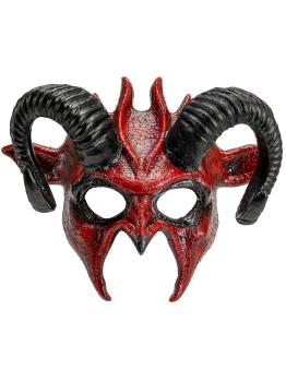 Máscara de diablo con cuernos negros, demonio