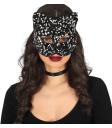 Máscara de gato con lentejuelas plateadas – Accesorio de disfraz – Cosplay para Halloween – Tema(s):