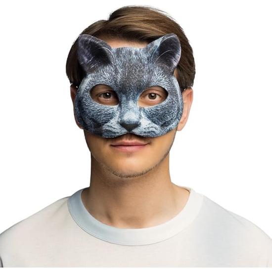 Máscara de Gato Gris Realista para Adultos