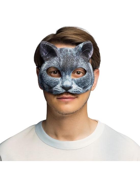 Máscara de Gato Gris Realista para Adultos