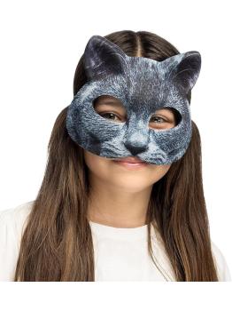 Máscara de Gato Gris Realista para Adultos