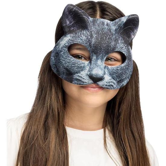 Máscara de Gato Gris Realista para Adultos
