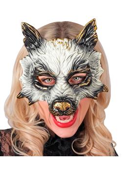 Máscara de Lobo Realista para Carnaval, Halloween o Fiestas de Disfraces – Unisex – Diseño 3D con Detalles Dorados