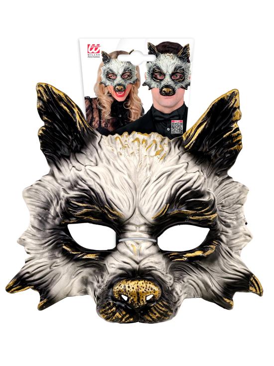 Máscara de Lobo Realista para Carnaval, Halloween o Fiestas de Disfraces – Unisex – Diseño 3D con Detalles Dorados
