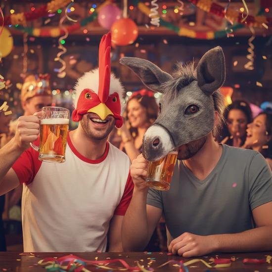 Máscara de Peluche de Gallo para Adultos