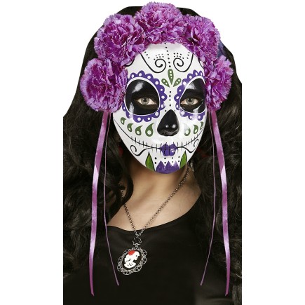 Comprar Máscara Dia de Los Muertos decorada Rosas Moradas > Mascaras de  Terror para Disfraces > Máscaras para Disfraces > Máscaras de Esqueletos y  Calaveras para Disfraces | Tienda de disfraces en Madrid, ” style=”width:100%”><figcaption style=