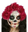 Máscara Dia de Los Muertos decorada Rosas Rojas