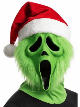 Máscara Ghost Face® Grinch Santa Verde con Gorro de Navidad