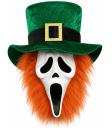 Máscara Ghost Face® San Patricio con Pelo Naranja y Gorro de Duende