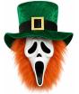 Máscara Ghost Face® San Patricio con Pelo Naranja y Gorro de Duende