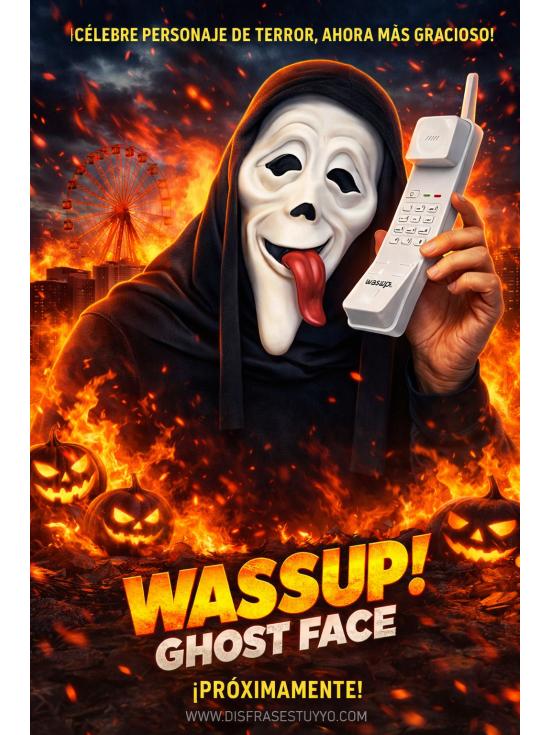 Máscara Ghost Face Wassup con teléfono