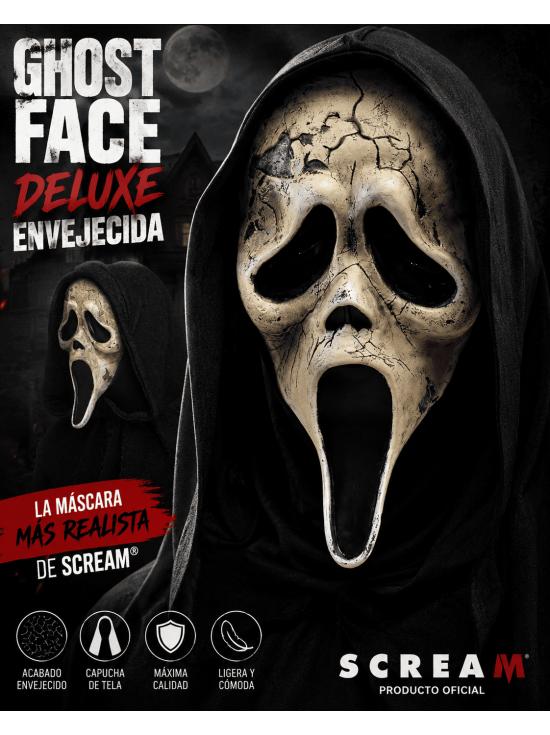 Máscara GhostFace Deluxe Envejecida – Scream Máscara de Terror Halloween