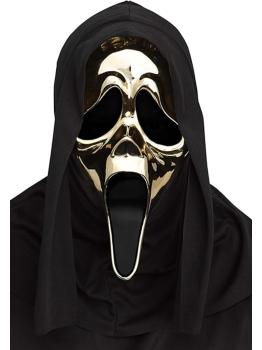 Máscara GhostFace Gold Chrome con Cubierta – PVC Duro Cromado adultos