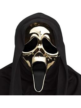 Máscara GhostFace Gold Chrome con Cubierta – PVC Duro Cromado adultos