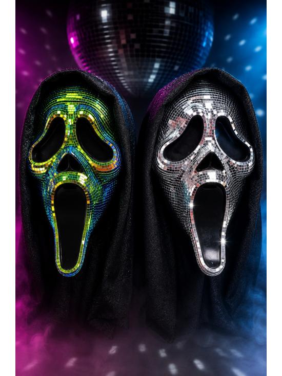Máscara GhostFace Oil Slick Disco – Terror con Reflejos de Fiesta