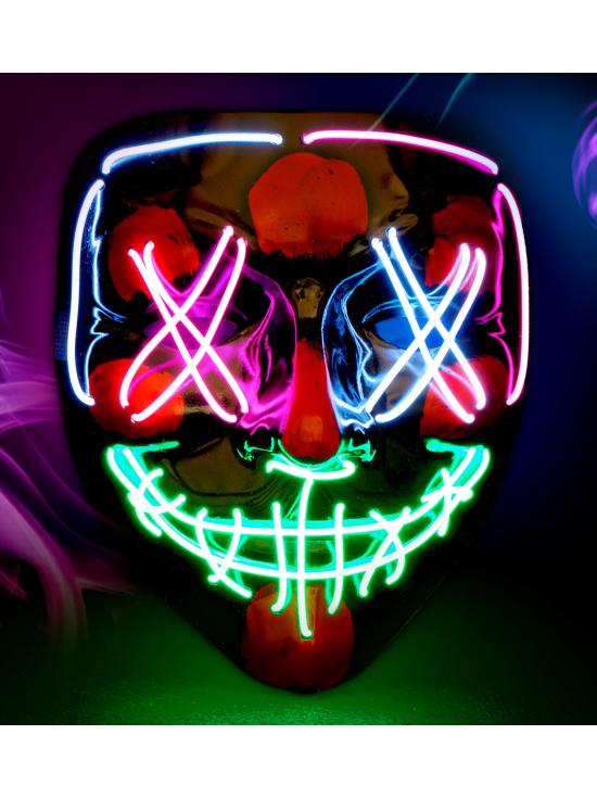 Máscara LED aterradora, cara brillante, psicópata, demonio, Halloween