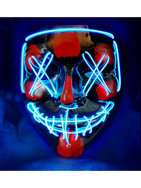 Máscara LED aterradora, cara brillante, psicópata, demonio, Halloween