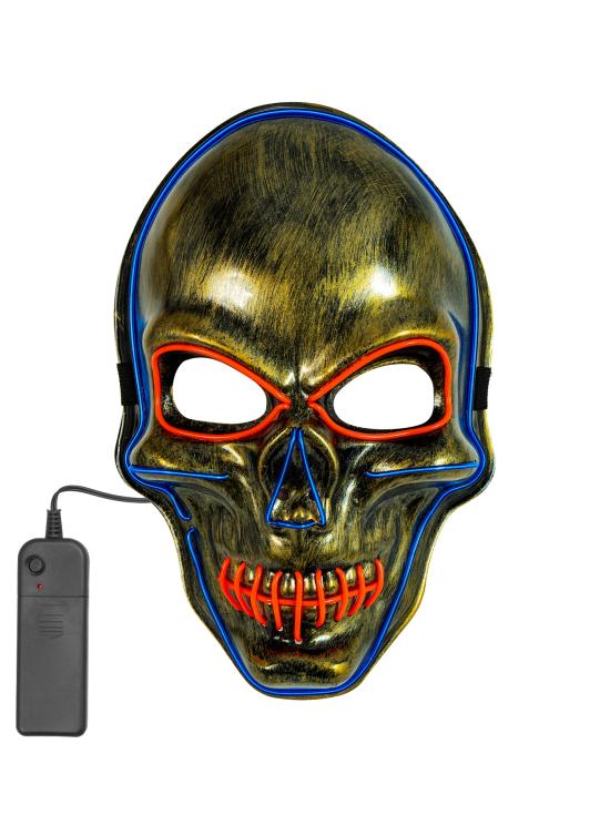 Máscara LED calavera, cara brillante, calavera, esqueleto, demonio, Halloween