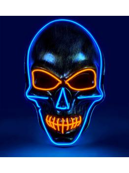Máscara LED calavera, cara brillante, calavera, esqueleto, demonio, Halloween