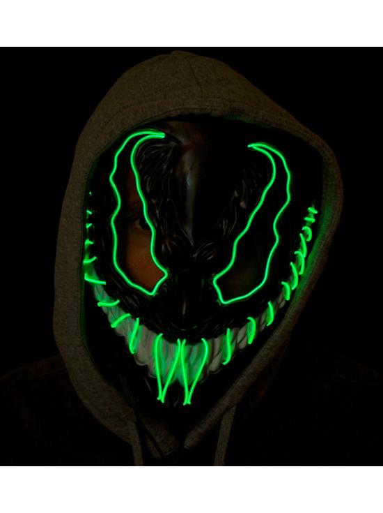 Máscara LED monstruo, cara brillante, mueca de miedo, demonio, Halloween
