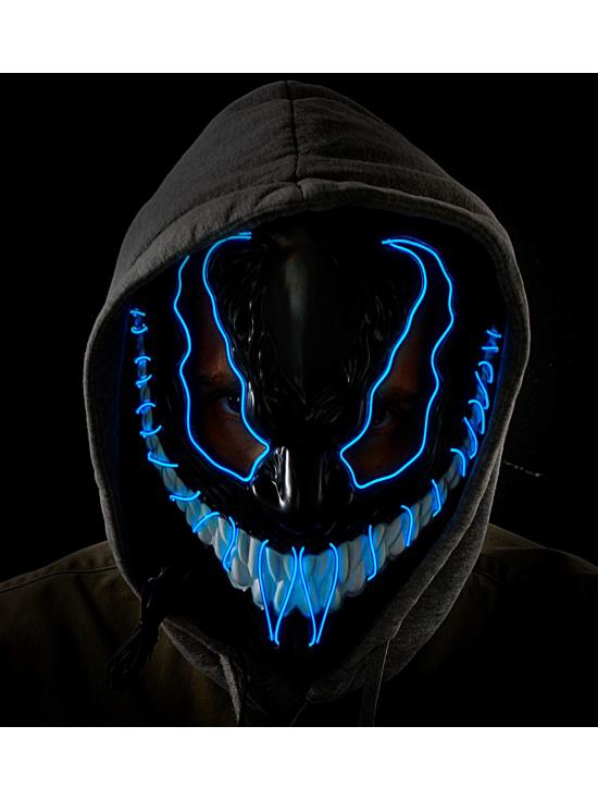 Máscara LED monstruo, cara brillante, mueca de miedo, demonio, Halloween
