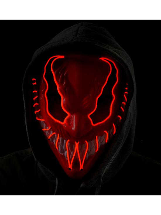 Máscara LED monstruo, cara brillante, mueca de miedo, demonio, Halloween