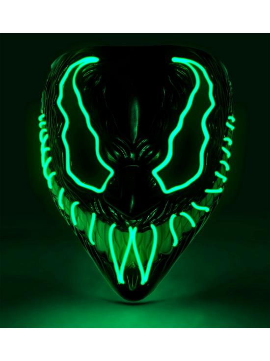 Máscara LED monstruo, cara brillante, mueca de miedo, demonio, Halloween