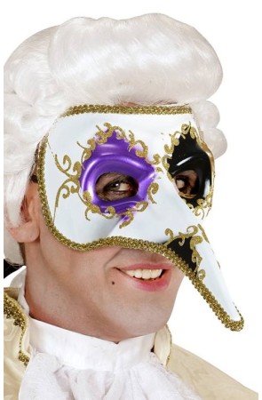 Máscara Veneciana  Nariz Decorada Morado/Negro