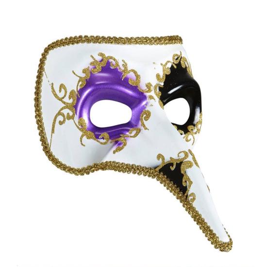 Máscara Veneciana  Nariz Decorada Morado/Negro Máscara Veneciana  Nariz Decorada Morado/Negro