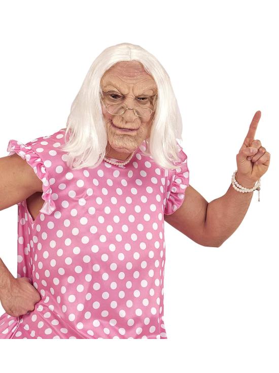 Máscara disfraz Vieja con Peluca.