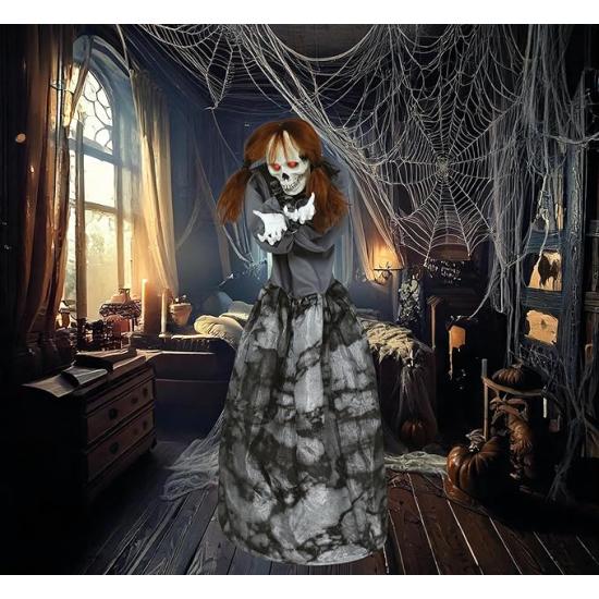 Mujer Esqueleto Susto con Luz, Sonido y Movimiento 120 cm