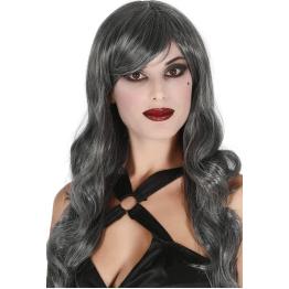 Peluca Gris Larga y Ondulada