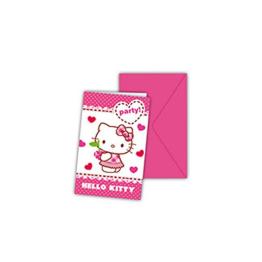 PACK 6 INVITACIONES HELLO KITTY HEARTS