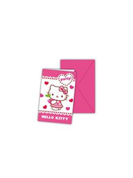 PACK 6 INVITACIONES HELLO KITTY HEARTS