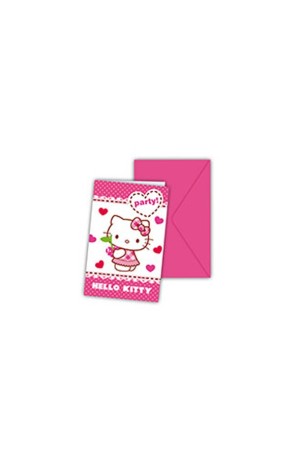 PACK 6 INVITACIONES HELLO KITTY HEARTS