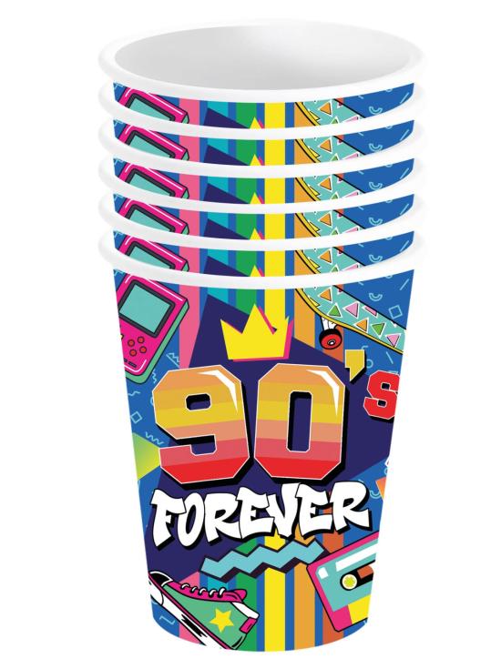Pack 6 Vasos años 90 240 ml 9 cms