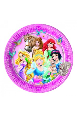 PACK 8 PLATOS 23 CM PRINCESS ANIMALS