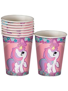Pack de 8 Vasos Unicornio 10 cm