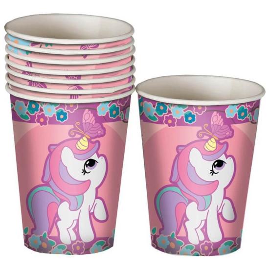 Pack de 8 Vasos Unicornio 10 cm