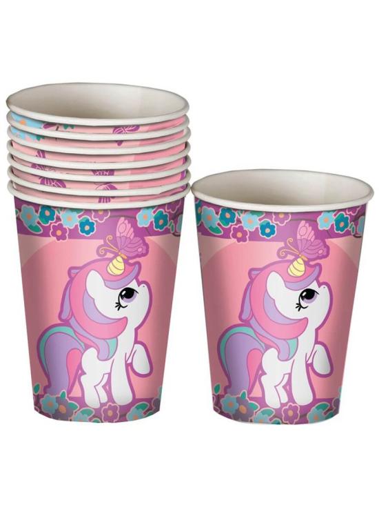 Pack de 8 Vasos Unicornio 10 cm