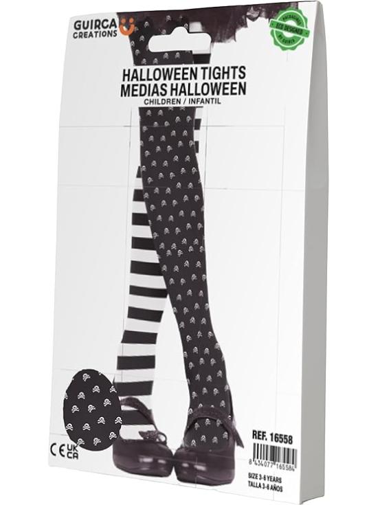 Pantys Gothic Girl Infantil - Medias y Calcetines para Disfraces de Payasos y Góticos en Halloween, Carnaval y Fiestas de Disfraces - Ideal para Niñas