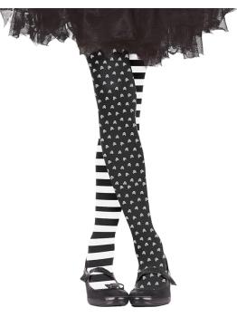 Pantys Gothic Girl Infantil - Medias y Calcetines para Disfraces de Payasos y Góticos en Halloween, Carnaval y Fiestas de Disfraces - Ideal para Niñas