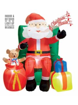 Papá Noel Sentado Hinchable Luz y Movimiento 122 cms