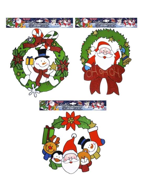 Pegatina Ventana Corona de Navidad 30 cms